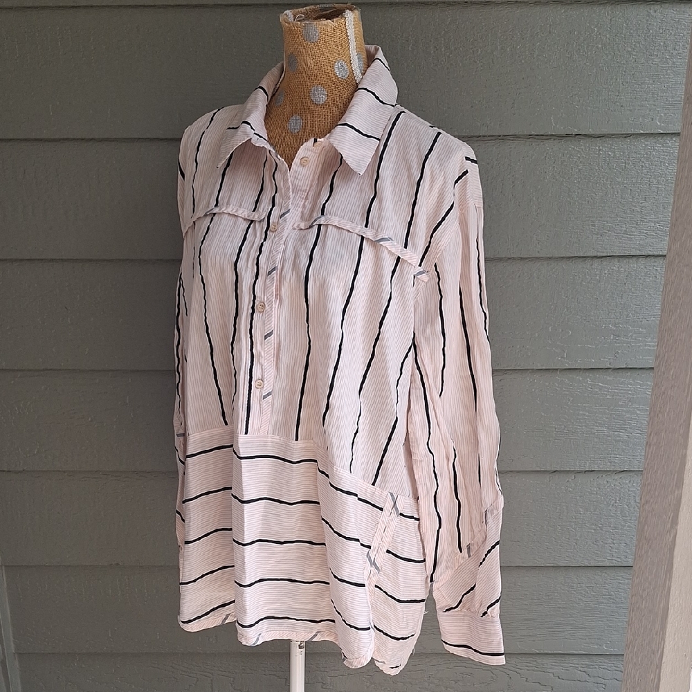 Munthe Striped Rounded Hem Tunic Top Womens Size US 14 / Euro 44
